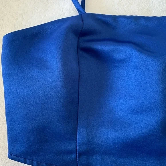 Zara Blue Satin Crop Top - Picture 3 of 7